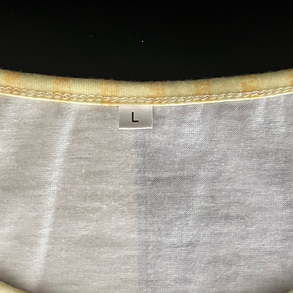 Patchwork Long Sleeve Top - Yellow and Gray Sz L - Picture 4 of 8